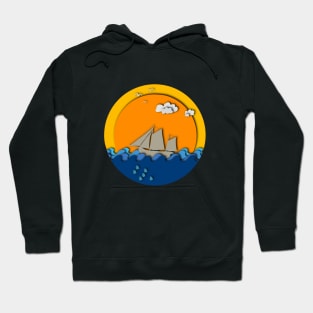 Sunset sailboat sailor sea cut paper effect Hoodie